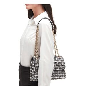 NWT Kate Spade Natalia Medium Houndstooth Tweed Flap Bag
